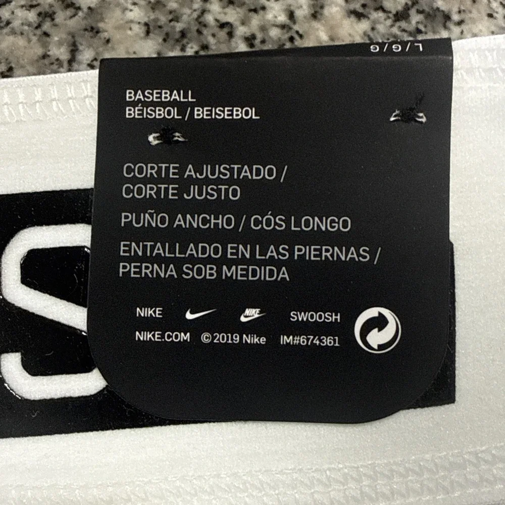 Nike BSBL‎ Vapor Pro Slim Fit High Cut Sz L White Pants